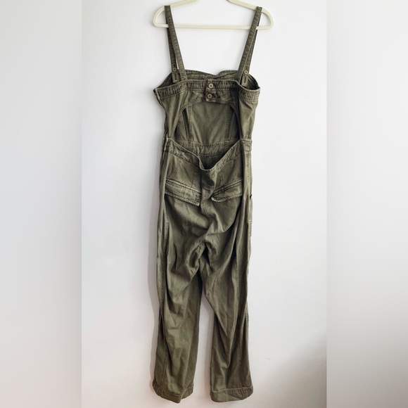 Free People Go West Utility Jumpsuit Moss green size large coverall cargo army L - Picture 10 of 15
